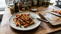 Camote asado en freidora de aire: doradito por fuera y suave por dentro, con poco aceite